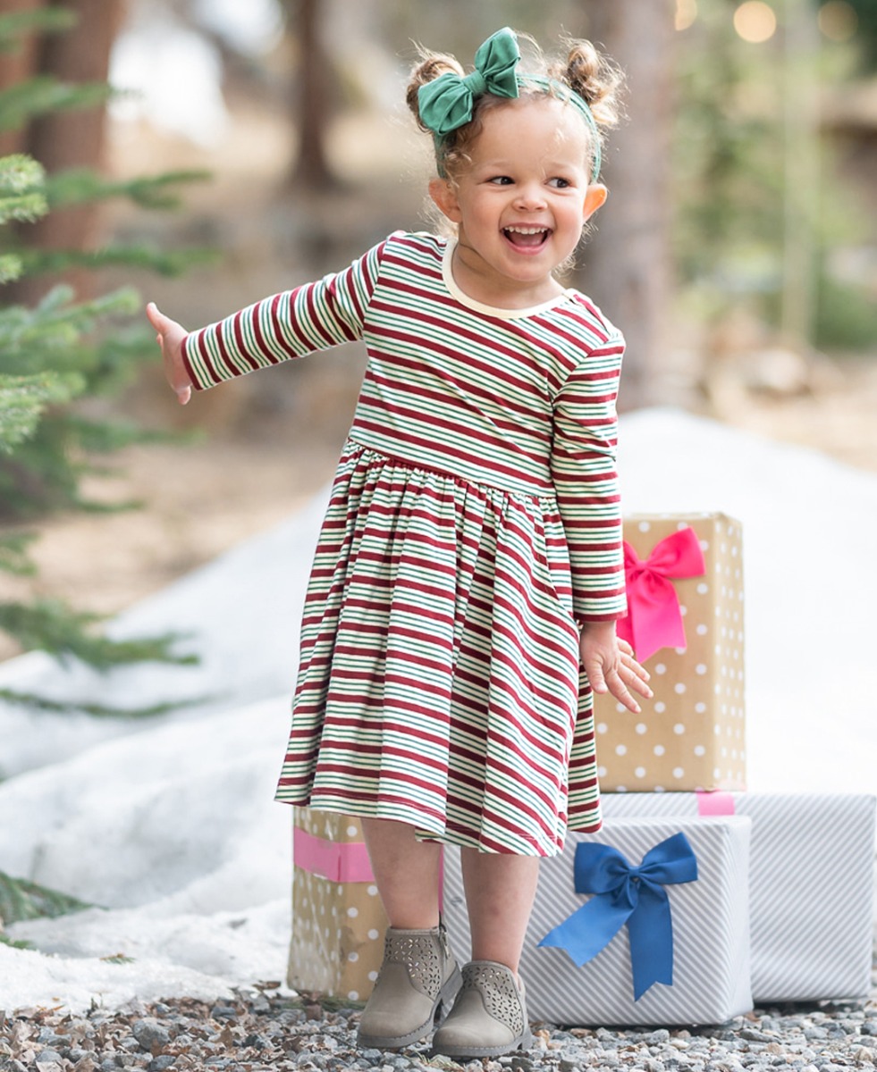 Knit 3 4 Sleeve Twirl Dress RuffleButts RuggedButts