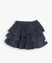 Ruffled Dark Wash Denim Bow Skirt