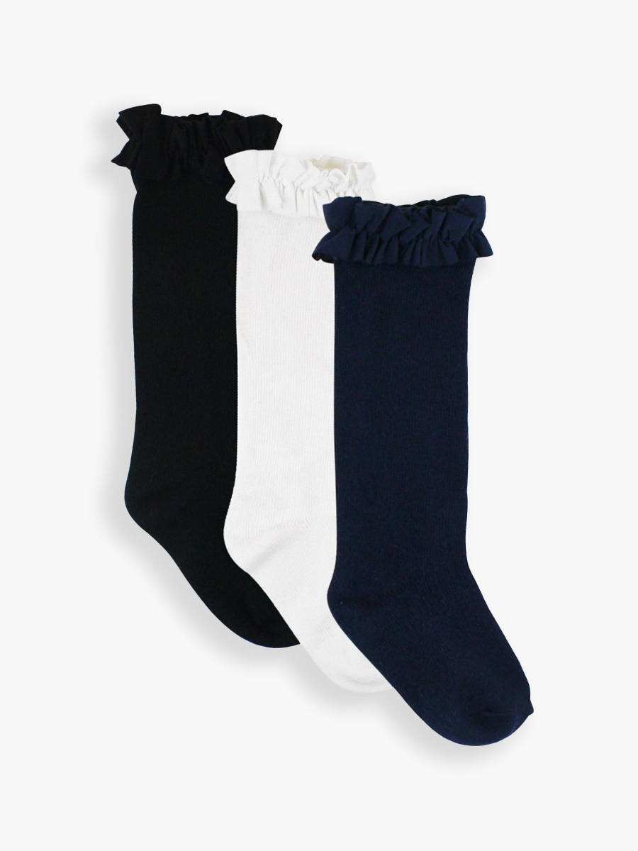 Black, White & Dark Navy 3-Pack Knee High Socks