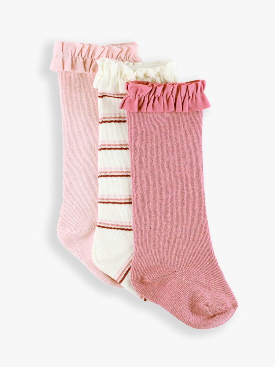 3-Pack Ballet Pink, Rosy Lane & Wisteria Mauve Knee High Socks