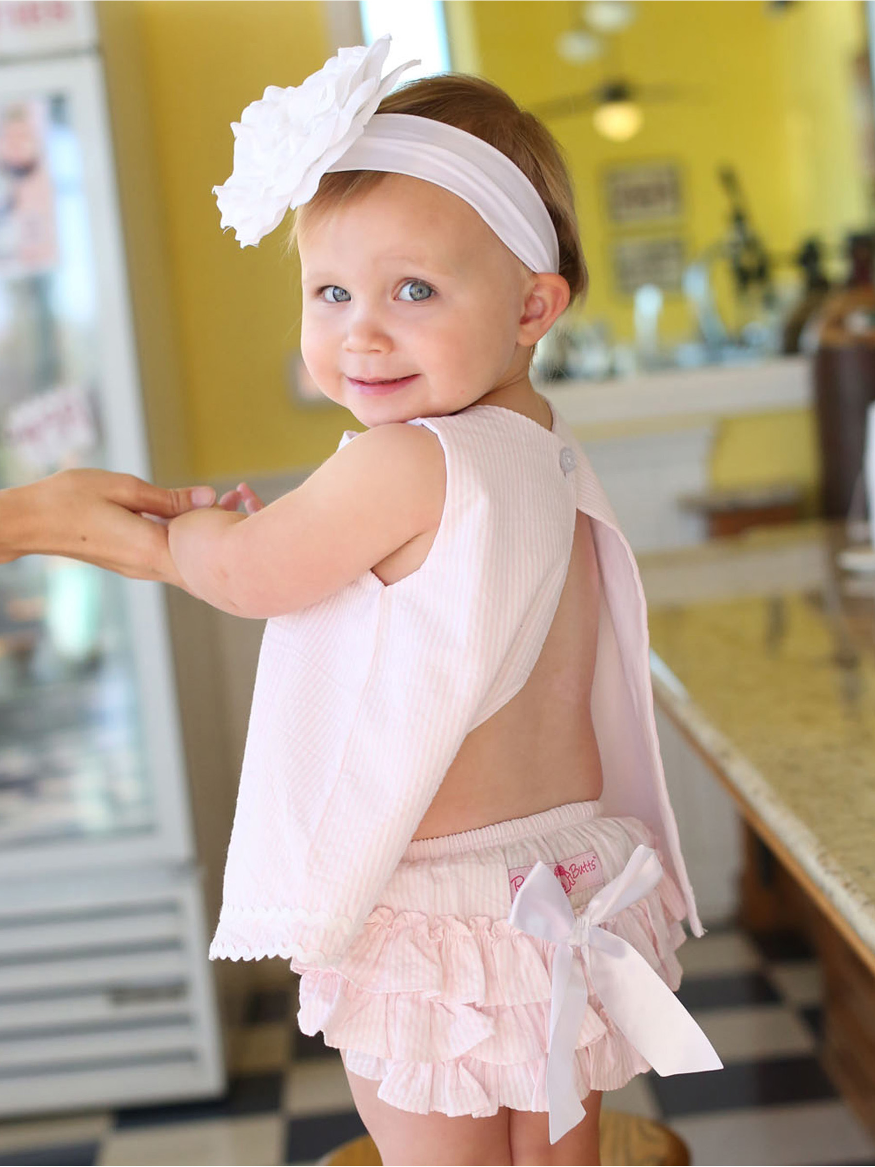 Pink Seersucker Swing Top