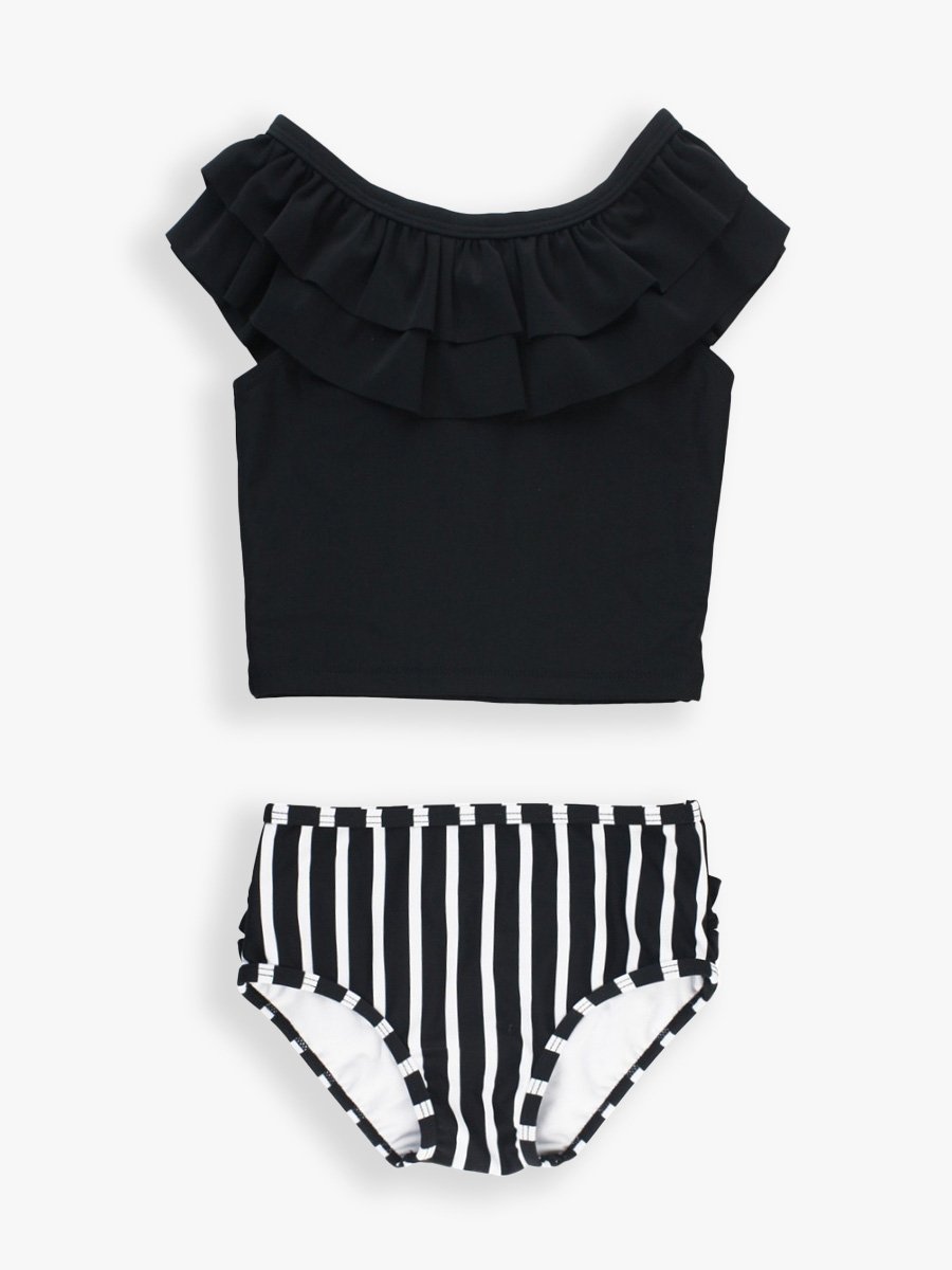 Mauve/White Mini Stripe Ruffle Set Mauve/White Mini Stripe Ruffle Set