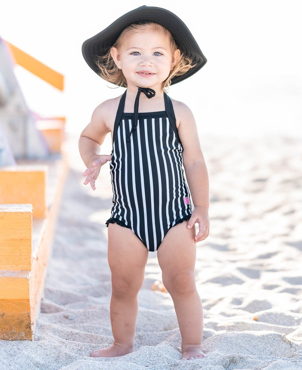 One Piece S/S Swimsuits with Sun Hat Baby Boy Sunsuits UPF 50 