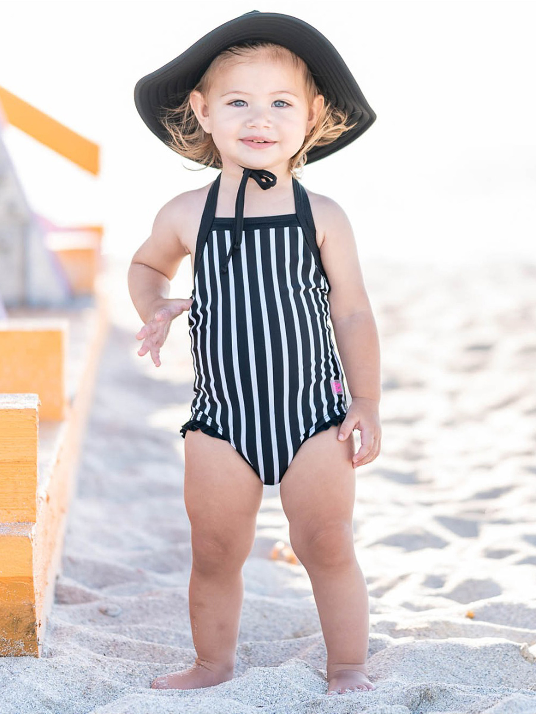Black & White Stripe Halter One Piece