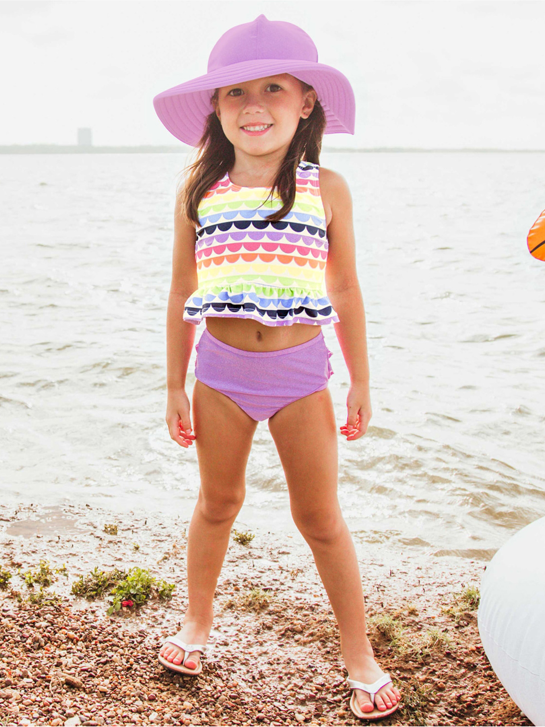 Rainbow Scallop Peplum Tankini