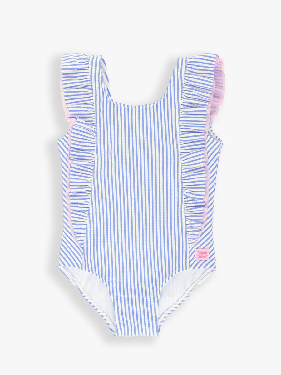 Periwinkle Blue Seersucker Waterfall One Piece - 3-6m