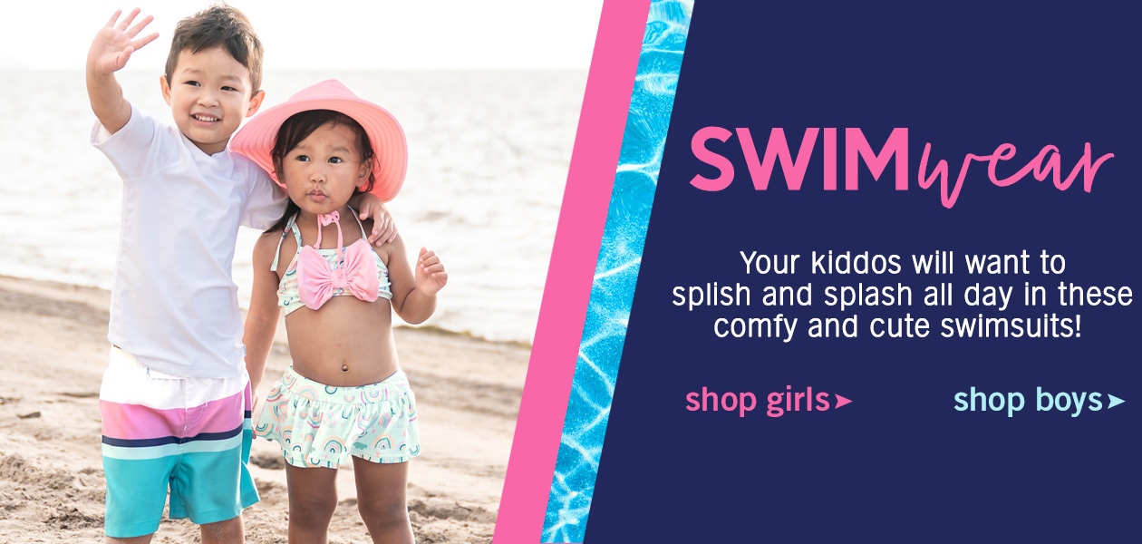 Your kiddos will want to splish and splash all day in these comfy and cute swimsuits! Shop girls. Shop boys.