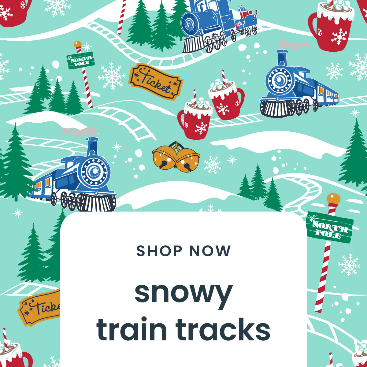 Snowy Train Track Christmas Apparel & PJ Print - Shop Now