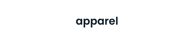 In a dark navy front it reads "Apparel"