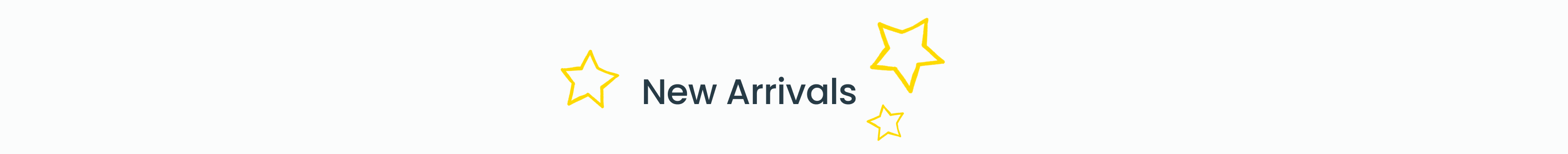 Section header with decorative star illustrations and text reading ‘New Arrivals.