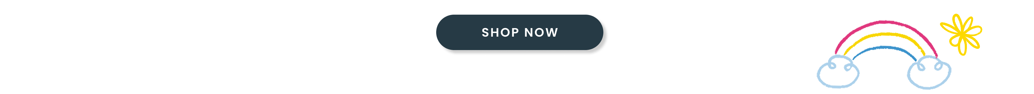 Shop Now button with handdrawn rainbow.