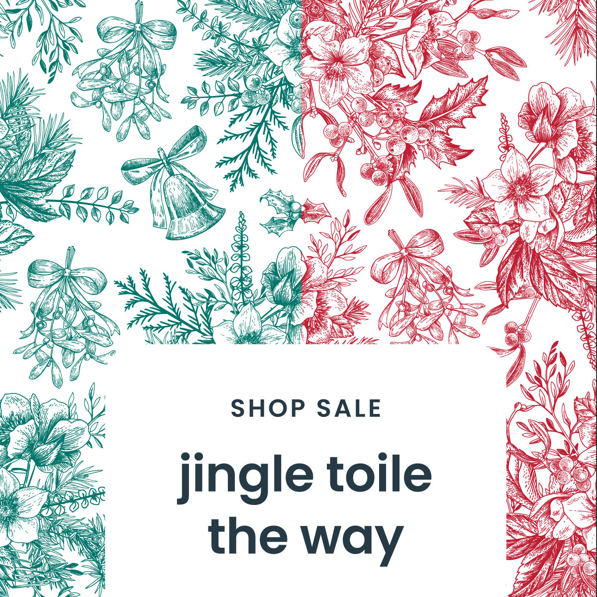 Green & Red Jingle Toile the Way Christmas Apparel & PJ Print - Shop Now