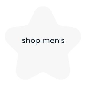 "Grey star graphic with text reading &lsquo;shop men's.&rsquo;"