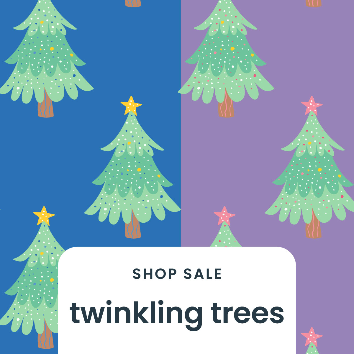 Purple & Blue Twinkling Trees Christmas Apparel & PJ Print - Shop Now
